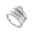 thumbnail image 1 of Diamond Princess 10kt White Gold His Hers Round Diamond Cluster Matching Wedding Set 3/8 Cttw, 1 of 1