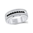 thumbnail image 1 of Diamond Princess 10kt White Gold Mens Round Black Color Enhanced Diamond Wedding Band Ring 1/2 Cttw, 1 of 1