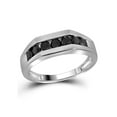 thumbnail image 1 of Diamond Princess 10kt White Gold Mens Round Black Color Enhanced Diamond Wedding Band Ring 1 Cttw, 1 of 2