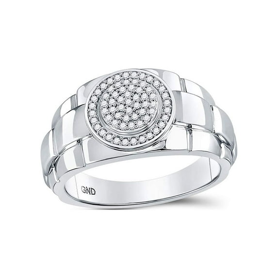 Diamond Princess 10kt White Gold Mens Round Diamond Circle Cluster Ring 1/5 Cttw