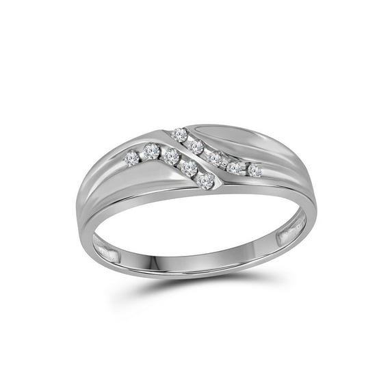 Diamond Princess 10kt White Gold Mens Round Diamond Double Row Slender Wedding Band 1/8 Cttw