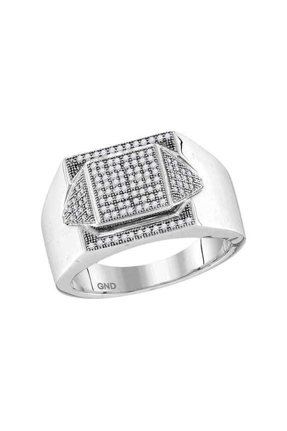 Diamond Princess 10kt White Gold Mens Round Diamond Elevated Square Cluster Ring 1/3 Cttw