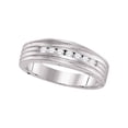 thumbnail image 1 of Diamond Princess 10kt White Gold Mens Round Diamond Ribbed Wedding Band Ring 1/4 Cttw, 1 of 1