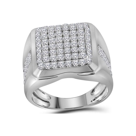 Diamond Princess 10kt White Gold Mens Round Diamond Square Cluster Fashion Ring 2 Cttw
