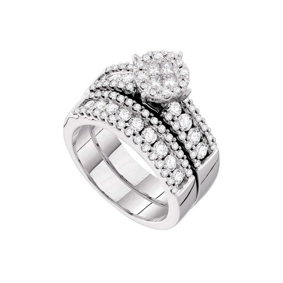 Diamond Princess 10kt White Gold Round Black Color Enhanced Diamond 3-stone Bridal Engagement Ring 1 Cttw