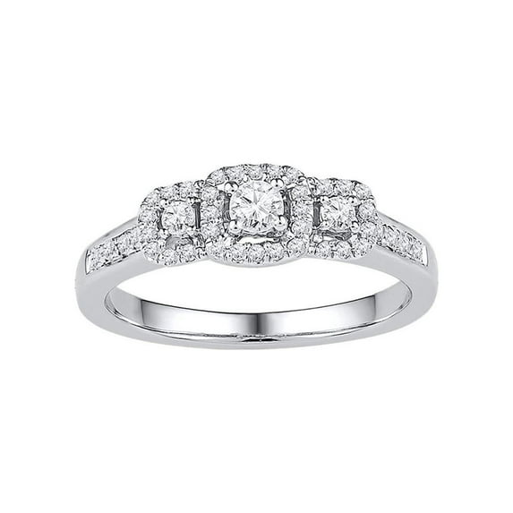 Diamond Princess 10kt White Gold Round Diamond 3-stone Bridal Wedding Engagement Ring 3/8 Cttw