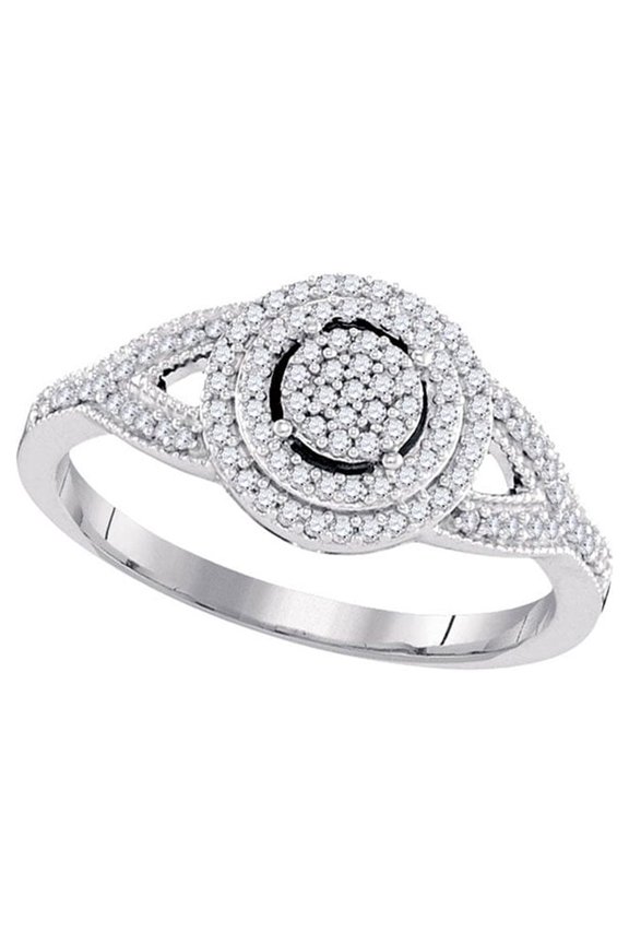 Diamond Princess 10kt White Gold Round Diamond Circle Cluster Bridal Wedding Engagement Ring 1/4 Cttw