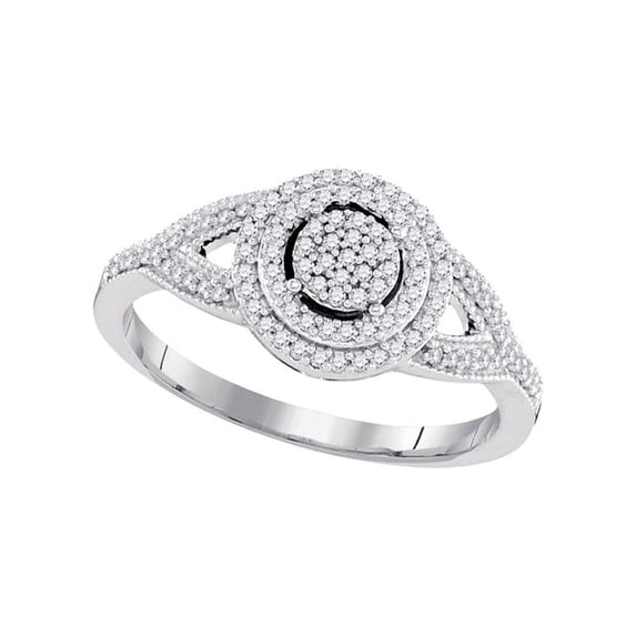 Diamond Princess 10kt White Gold Round Diamond Circle Cluster Bridal Wedding Engagement Ring 1/4 Cttw