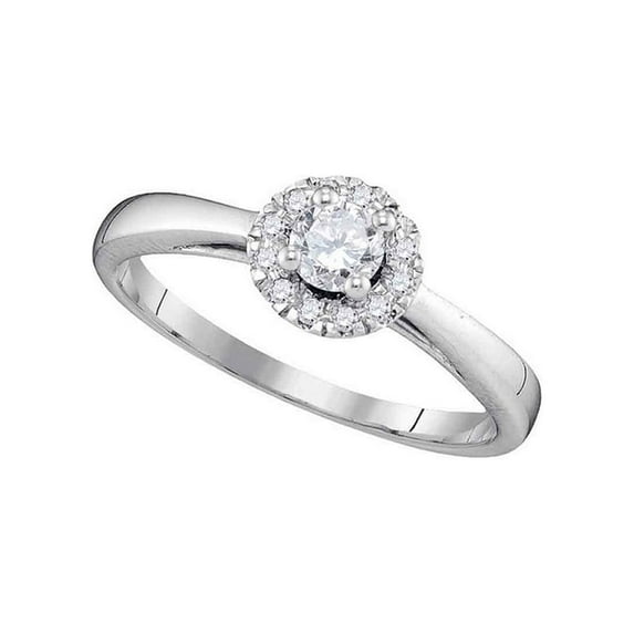 Diamond Princess 10kt White Gold Round Diamond Solitaire Halo Bridal Wedding Engagement Ring 1/3 Cttw