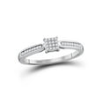 thumbnail image 1 of Diamond Princess 10kt White Gold Round Diamond Square Cluster Bridal Wedding Engagement Ring 1/10 Cttw, 1 of 1