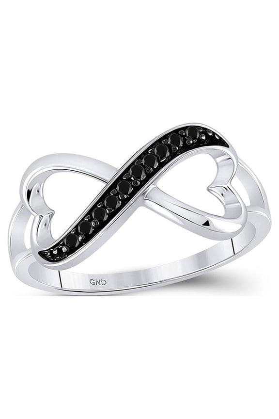 Diamond Princess 10kt White Gold Womens Round Black Color Enhanced Diamond Infinity Ring 1/10 Cttw