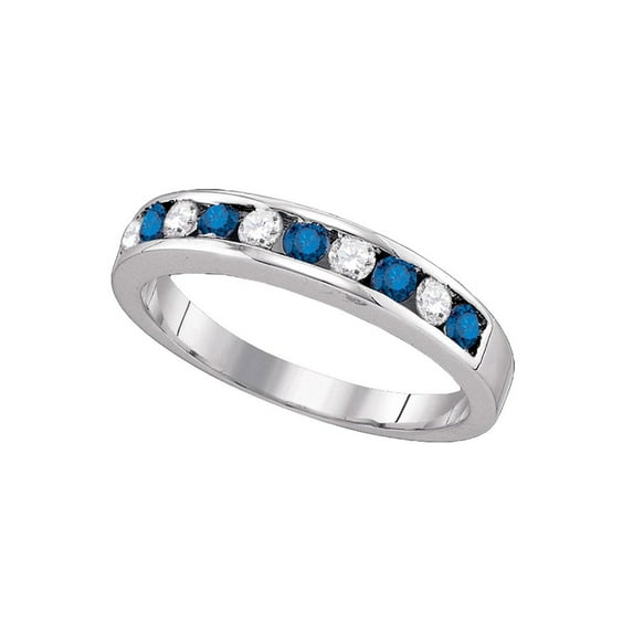Diamond Princess 10kt White Gold Womens Round Blue Color Enhanced Diamond Band Ring 1/4 Cttw