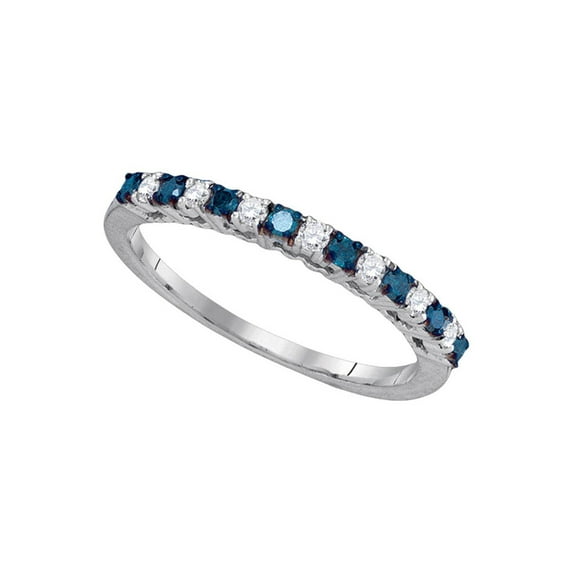 Diamond Princess 10kt White Gold Womens Round Blue Color Enhanced Diamond Band Ring 1/4 Cttw