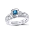 thumbnail image 1 of Diamond Princess 10kt White Gold Womens Round Blue Color Enhanced Diamond Bridal Wedding Ring Set 1/2 Cttw, 1 of 1