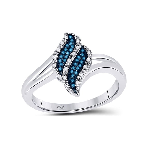 Diamond Princess 10kt White Gold Womens Round Blue Color Enhanced Diamond Cluster Ring 1/10 Cttw