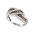 thumbnail image 1 of Diamond Princess 10kt White Gold Womens Round Brown Diamond Crossover Band Ring 3/4 Cttw, 1 of 1