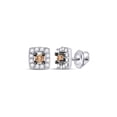 thumbnail image 1 of Diamond Princess 10kt White Gold Womens Round Brown Diamond Square Earrings 1/4 Cttw, 1 of 1