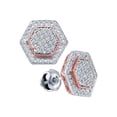 thumbnail image 1 of Diamond Princess 10kt White Gold Womens Round Diamond Cluster Rose-tone Hexagon Stud Earrings 1/3 Cttw, 1 of 1