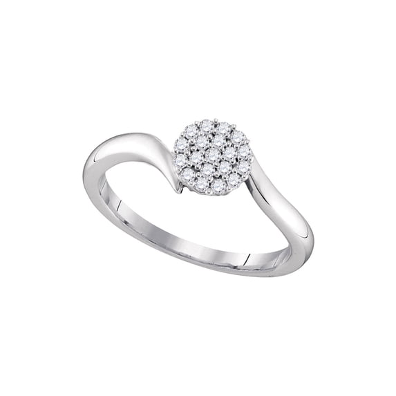 Diamond Princess 10kt White Gold Womens Round Diamond Cluster Slender Simple Ring 1/6 Cttw