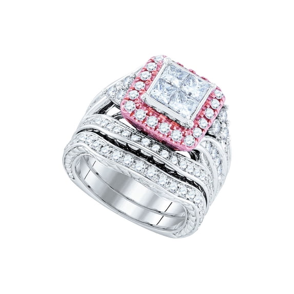 Diamond Princess 10kt White Gold Womens Round Diamond Concentric Circle Cluster Ring 1/3 Cttw