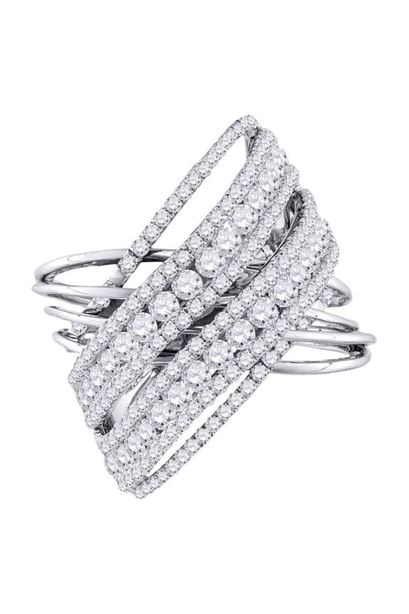 Diamond Princess 10kt White Gold Womens Round Diamond Crossover Open Strand Cocktail Ring 2-1/2 Cttw