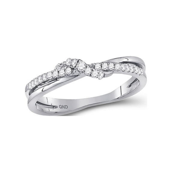 Diamond Princess 10kt White Gold Womens Round Diamond Crossover Stackable Band Ring 1/6 Cttw
