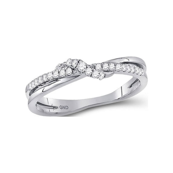 Diamond Princess 10kt White Gold Womens Round Diamond Crossover Stackable Band Ring 1/6 Cttw