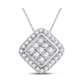thumbnail image 1 of Diamond Princess 10kt White Gold Womens Round Diamond Diagonal Square Frame Cluster Pendant 1/4 Cttw, 1 of 1