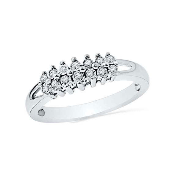 Diamond Princess 10kt White Gold Womens Round Diamond Double Row Fashion Band Ring 1/20 Cttw