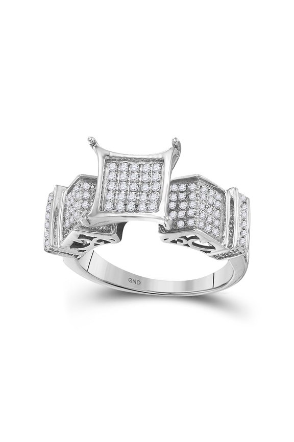 Diamond Princess 10kt White Gold Womens Round Diamond Elevated Square Cluster Ring 3/8 Cttw