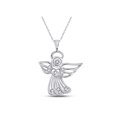 thumbnail image 1 of Diamond Princess 10kt White Gold Womens Round Diamond Guardian Angel Pendant 1/10 Cttw, 1 of 2