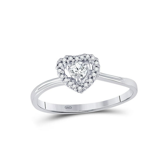 Diamond Princess 10kt White Gold Womens Round Diamond Heart Promise Ring 1/4 Cttw