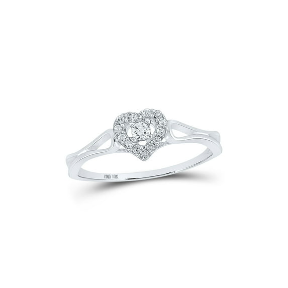 Diamond Princess 10kt White Gold Womens Round Diamond Heart Promise Ring 1/8 Cttw