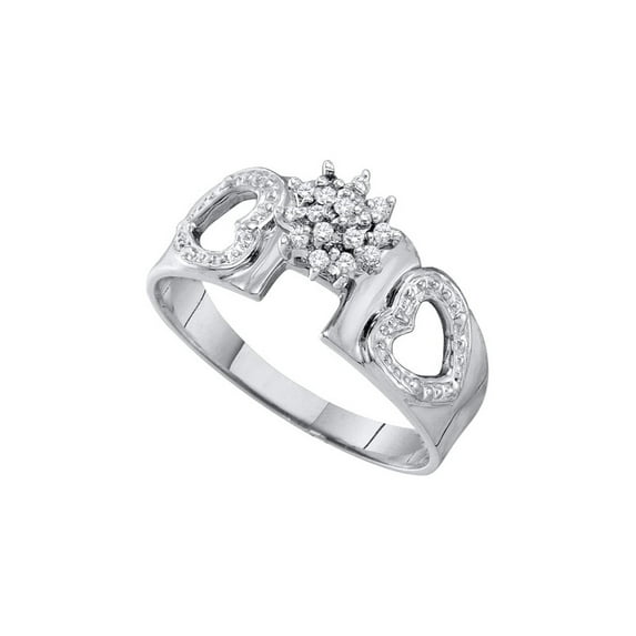 Diamond Princess 10kt White Gold Womens Round Diamond Heart Ring 1/10 Cttw