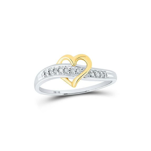 Diamond Princess 10kt White Gold Womens Round Diamond Heart Ring 1/20 Cttw
