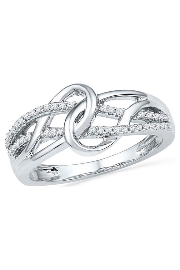 Diamond Princess 10kt White Gold Womens Round Diamond Infinity Loop Knot Lasso Ring 1/6 Cttw