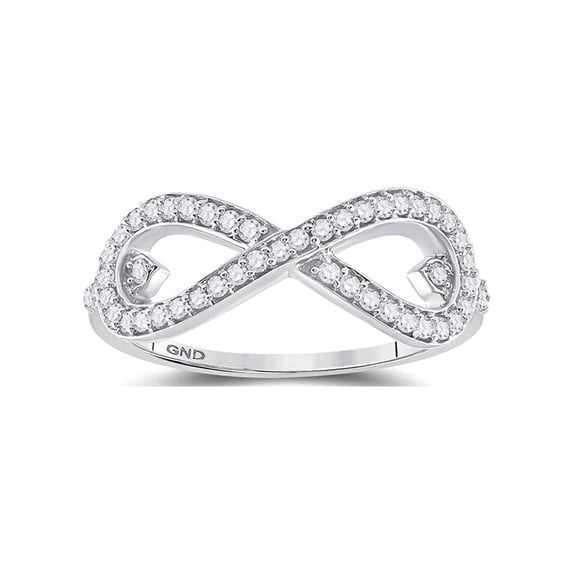 Diamond Princess 10kt White Gold Womens Round Diamond Infinity Ring 1/3 Cttw