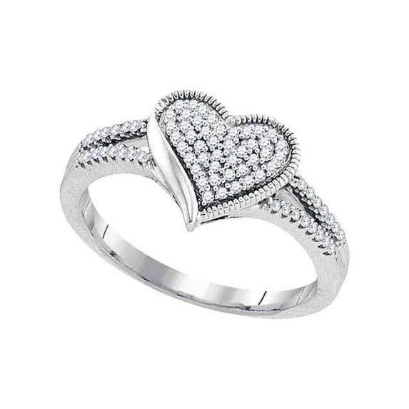 Diamond Princess 10kt White Gold Womens Round Diamond Milgrain Heart Cluster Ring 1/5 Cttw