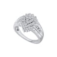 thumbnail image 1 of Diamond Princess 10kt White Gold Womens Round Diamond Oval Cluster Baguette Accent Ring 1 Cttw, 1 of 1