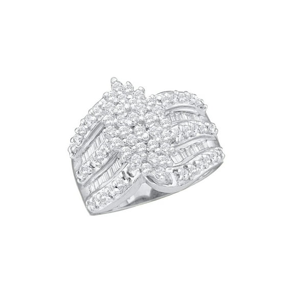 Diamond Princess 10kt White Gold Womens Round Diamond Oval-shape Cluster Ring 1 Cttw