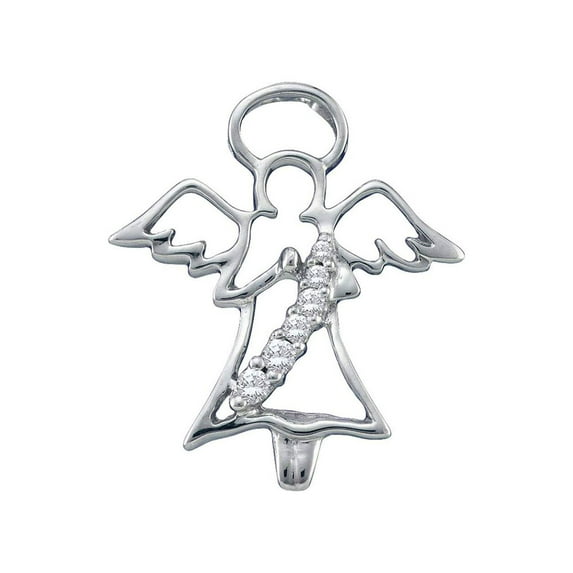 Diamond Princess 10kt White Gold Womens Round Diamond Praying Guardian Angel Pendant 1/20 Cttw
