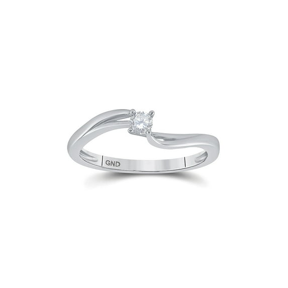 Diamond Princess 10kt White Gold Womens Round Diamond Solitaire Promise Ring 1/10 Cttw