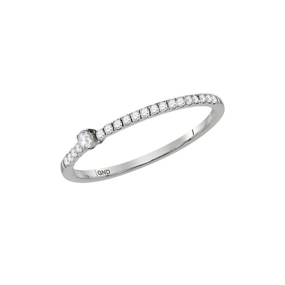 Diamond Princess 10kt White Gold Womens Round Diamond Solitaire Stackable Band Ring 1/6 Cttw