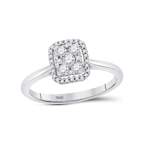 Diamond Princess 10kt White Gold Womens Round Diamond Square Cluster Ring 1/3 Cttw