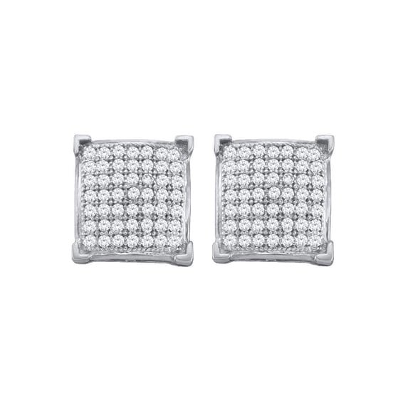 Diamond Princess 10kt White Gold Womens Round Diamond Square Earrings 1/3 Cttw