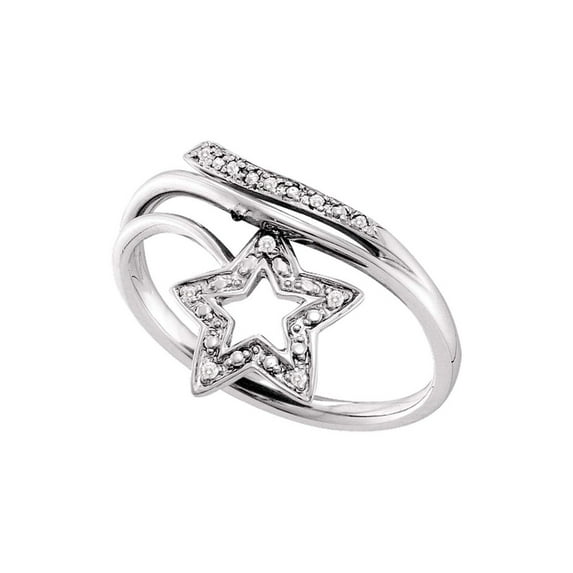 Diamond Princess 10kt White Gold Womens Round Diamond Star Bypass Band Ring .03 Cttw