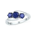 thumbnail image 1 of Diamond Princess 10kt White Gold Womens Round Lab-Created Blue Sapphire 3-stone Ring 1-1/2 Cttw, 1 of 1