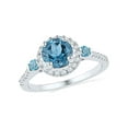 thumbnail image 1 of Diamond Princess 10kt White Gold Womens Round Lab-Created Blue Topaz Solitaire Diamond Ring 1/5 Cttw, 1 of 1