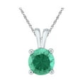 thumbnail image 1 of Diamond Princess 10kt White Gold Womens Round Lab-Created Emerald Solitaire Pendant 1-1/3 Cttw, 1 of 1