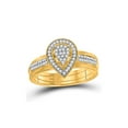 thumbnail image 1 of Diamond Princess 10kt Yellow Gold Diamond Teardrop Cluster Bridal Wedding Ring Band Set 1/5 Cttw, 1 of 2